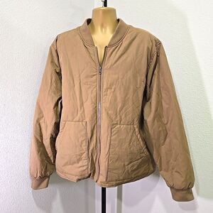 Vintage Bomber Heavy Workwear Blanket Quilted Flight Jacket Mens XXL Tan Canvas